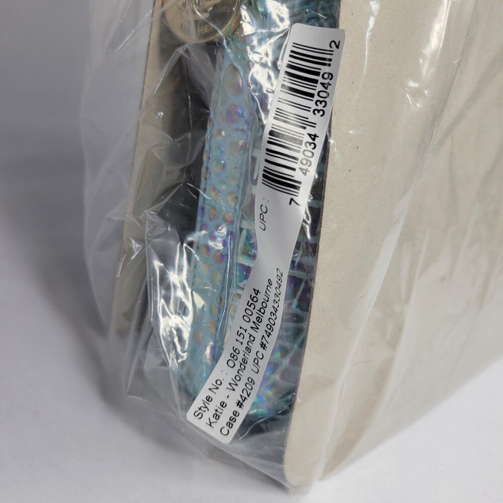 Brahmin Katie Wonderland Melbourne Iridescent Blue Croc-Embossed Shoulder Bag - Picture 15 of 15